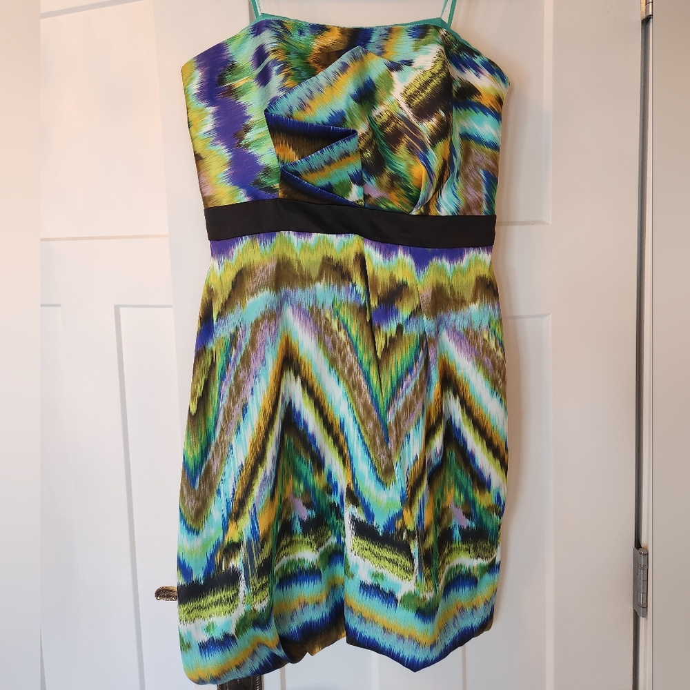 Max and Cleo Strapless Mini Dress Sz 8 bubble hem boho cocktail wedding party